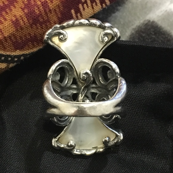 Carolyn Pollack Trumpet Vine SS Mother Pearl Ring - Picture 4 of 8